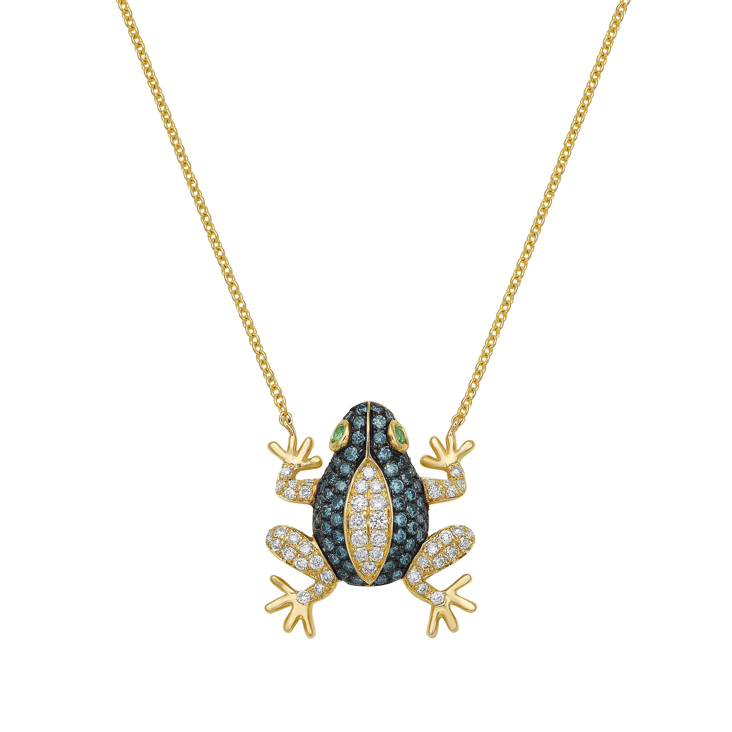 Bisou Blue Diamond Lucky Frog Charm Necklace