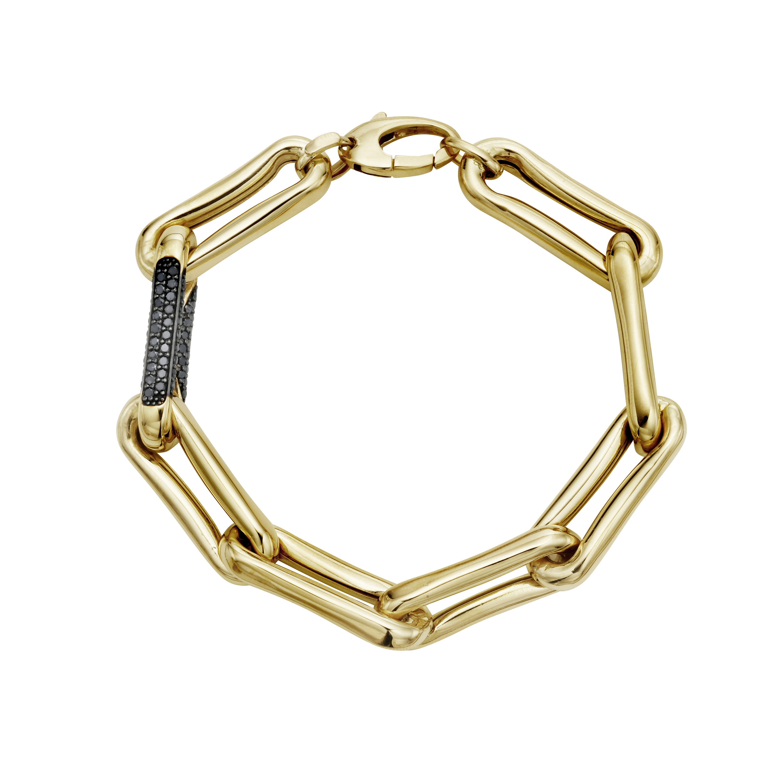 Milano Black Diamond Pinched Link Bracelet
