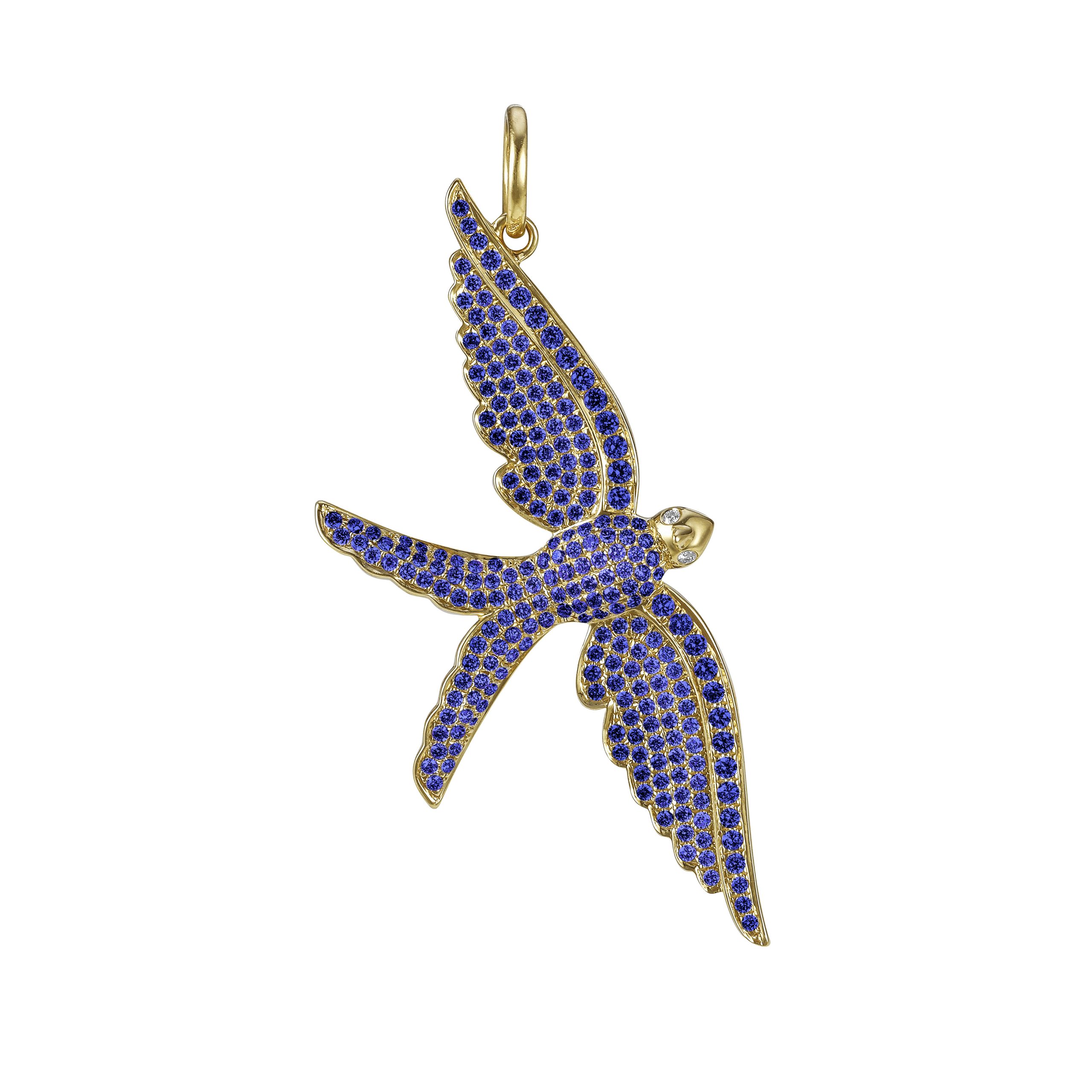 Wings of Love Sapphire Swallow Charm