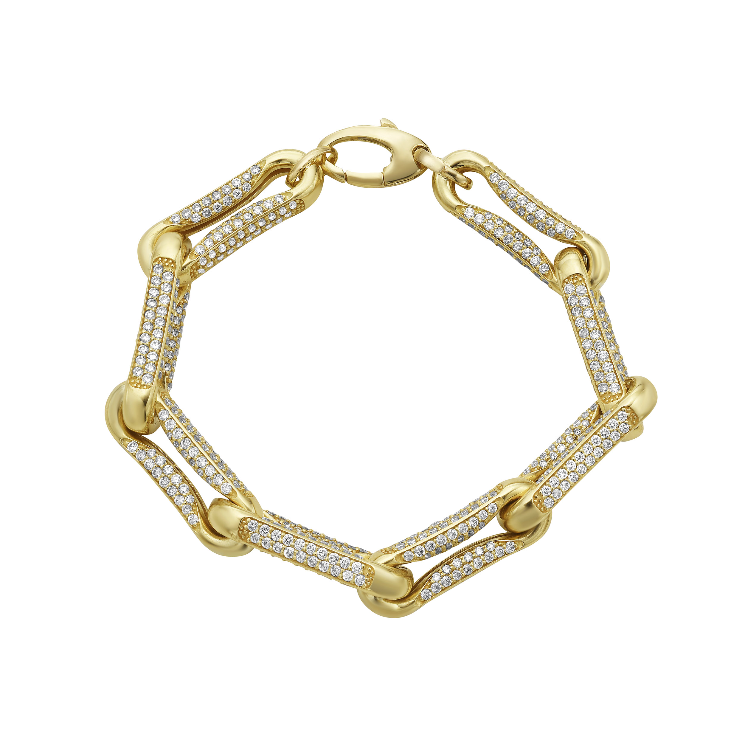 Milano Full Diamond Pinched Link Bracelet