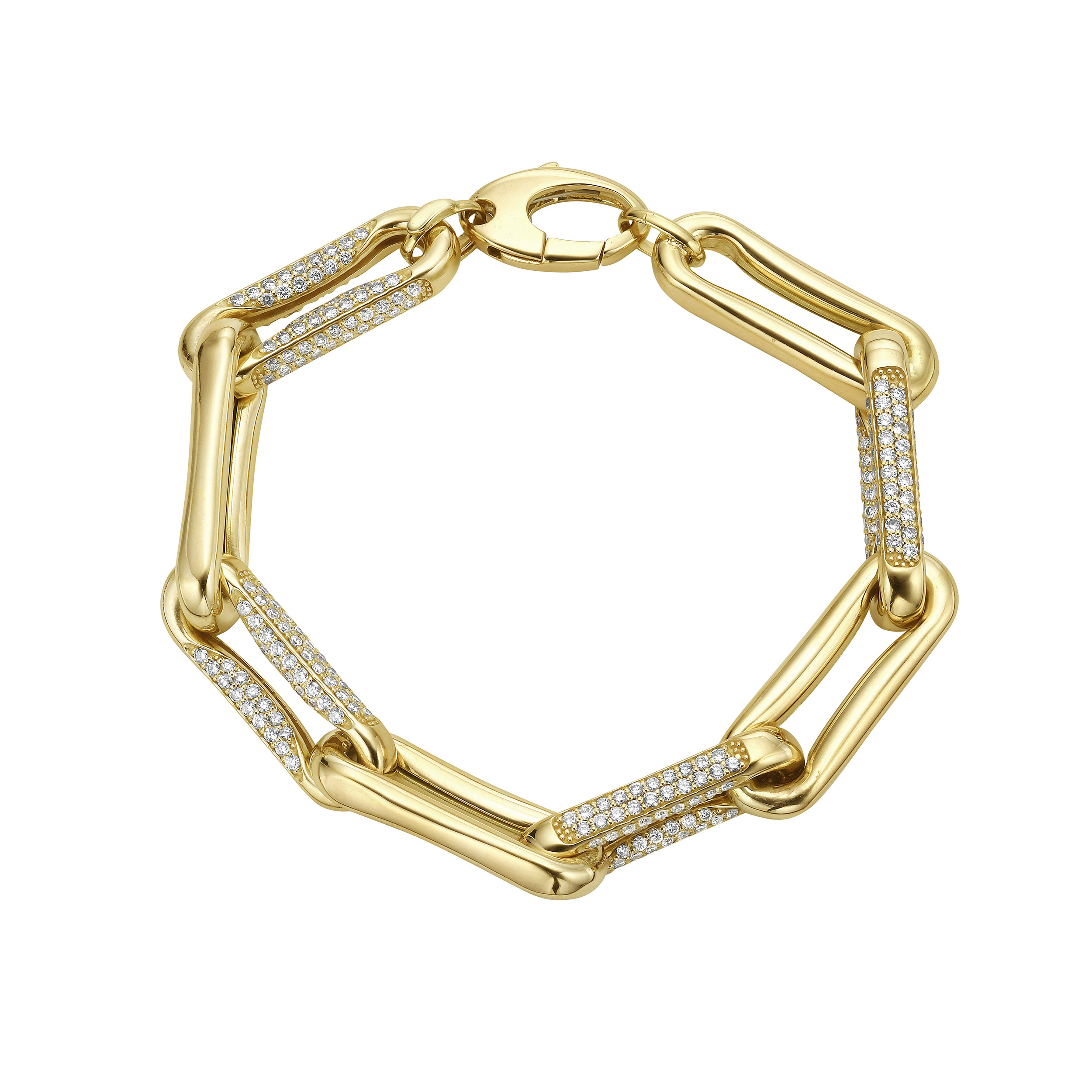 Milano Alternating Diamond Pinched Link Bracelet